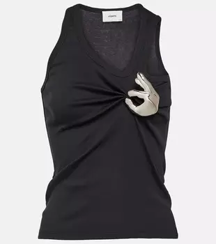 Хлопковая майка с декором emoji Coperni, черный