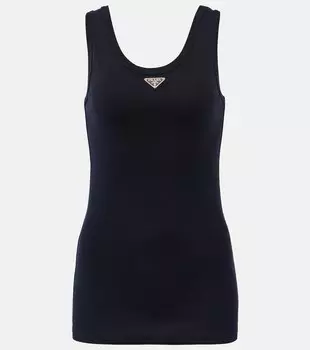 Хлопковая майка с логотипом Prada, Blu