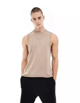 Хлопковая майка с откидными рукавами и отверстиями ASOS 4505, быстросохнущая на промытом песке