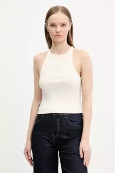 Хлопковая майка Superdry, бежевый