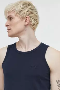 Хлопковая майка Superdry, темно-синий