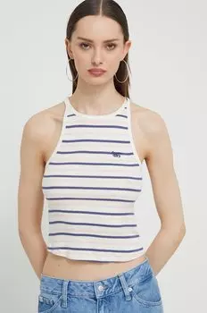Хлопковая майка Superdry, темно-синий