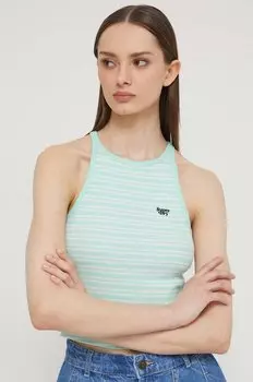 Хлопковая майка Superdry, зеленый