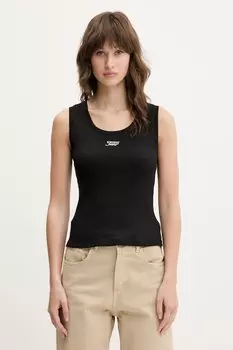 Хлопковая майка Tommy Jeans, черный