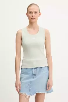 Хлопковая майка Tommy Jeans, зеленый