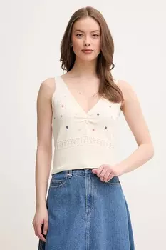 Хлопковая майка United Colors Of Benetton, бежевый