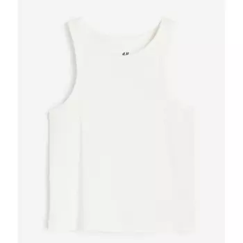 Хлопковая майка в рубчик H&M Basics, белый