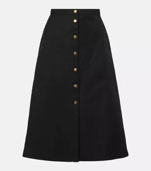 Хлопковая миди-юбка с добавками Moncler, 999 - Black