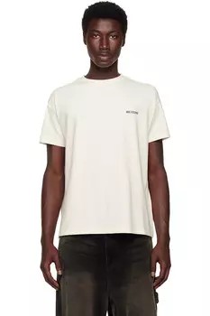 Хлопковая мини-футболка с логотипом We11Done, цвет ivory