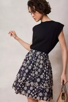 Хлопковая мини-юбка Mint Velvet, синий