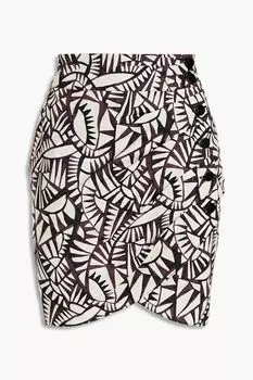 Хлопковая мини-юбка Oster с запахом и принтом BA&SH, белый