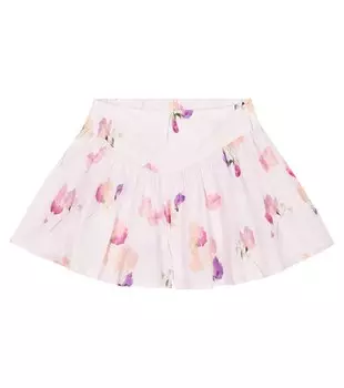 Хлопковая мини-юбка с цветочным принтом Morley, белый