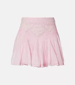 Хлопковая мини-юбка с кружевной отделкой Marant Etoile, Light Pink