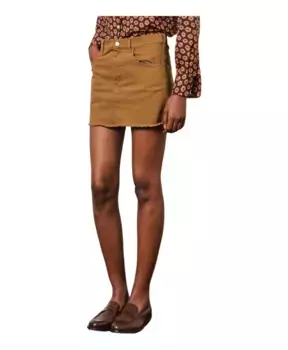 Хлопковая мини юбка свободного кроя производство Италия Massimo Alba, коричневый