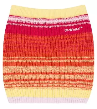 Хлопковая мини-юбка в полоску Off-White, белый