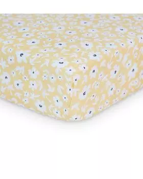 Хлопковая муслиновая простыня для кроватки с принтом Wildflower - для малышей Lulujo, цвет Yellow