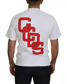 Хлопковая мужская футболка с короткими рукавами и принтом логотипа GCDS, белый