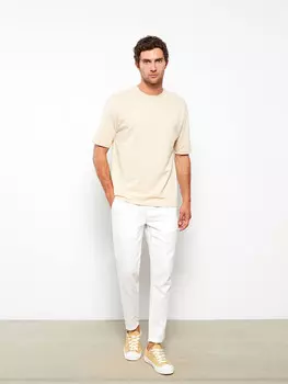 Хлопковая мужская футболка с круглым вырезом и короткими рукавами LCW Casual