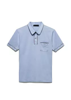 Хлопковая мужская футболка с воротником-поло Prada, голубой
