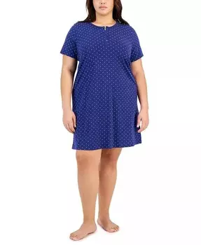 Хлопковая ночная рубашка больших размеров с цветочным принтом Henley Charter Club, синий