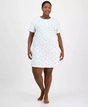 Хлопковая ночная сорочка Essential Henley больших размеров Charter Club, белый