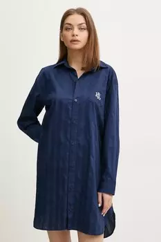 Хлопковая ночная сорочка Lauren Ralph Lauren, темно-синий