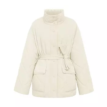 Хлопковая однотонная куртка Deep Breath с воротником-стойкой с поясом, хаки