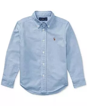 Хлопковая оксфордская рубашка для малышей и маленьких мальчиков Polo Ralph Lauren, синий
