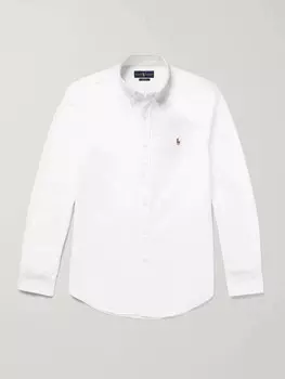Хлопковая оксфордская рубашка облегающего кроя POLO RALPH LAUREN, белый