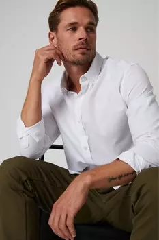 Хлопковая оксфордская рубашка с длинными рукавами Threadbare, белый