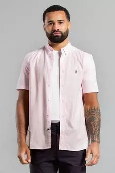 Хлопковая оксфордская рубашка с короткими рукавами French Connection, розовый
