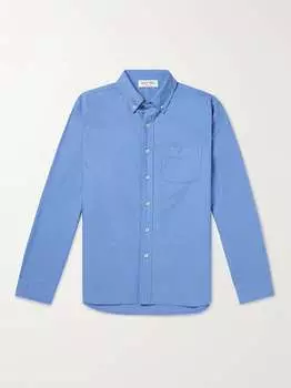 Хлопковая оксфордская рубашка с воротником на пуговицах ALEX MILL, синий