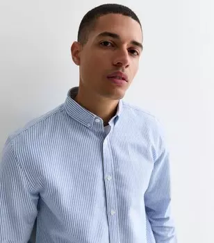 Хлопковая оксфордская рубашка в синюю полоску с длинным рукавом New Look, синий