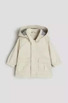 Хлопковая парка с капюшоном H&M, бежевый