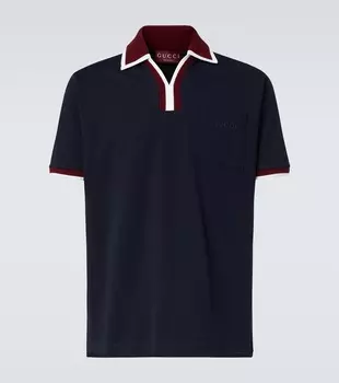 Хлопковая пике-поло Gucci, Blue Navy/Mix