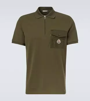 Хлопковая пике-поло Moncler, оливковый