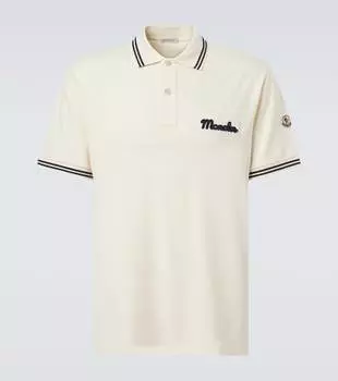 Хлопковая пике-поло с логотипом Moncler, Antique White