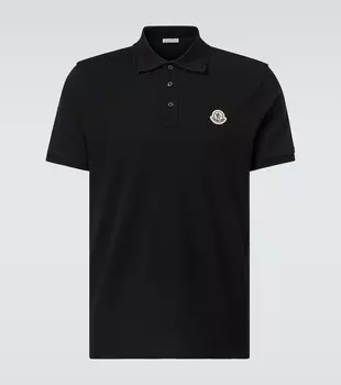 Хлопковая пике-поло с логотипом Moncler, черный