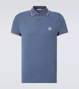 Хлопковая пике-поло с логотипом Moncler, Mood Indigo