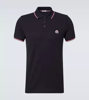 Хлопковая пике-поло с логотипом Moncler, темно-синий