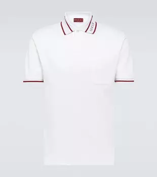 Хлопковая пике-поло в веб-дизайне Gucci, White/Mix