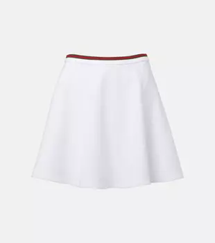 Хлопковая пике-юбка мини Gucci, White/Mix