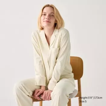 Хлопковая пижама AIRism UNIQLO, бежевый