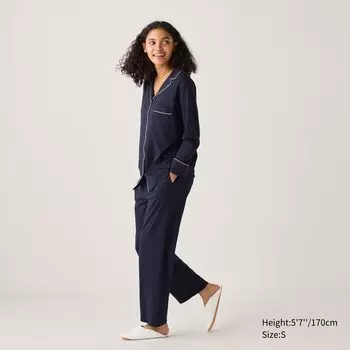 Хлопковая пижама AIRism UNIQLO, темно-синий