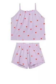 Хлопковая пижама Arket, фиолетовый