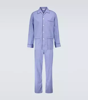 Хлопковая пижама Felsted 3 в клетку Derek Rose, синий