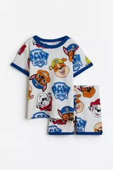 Хлопковая пижама H&M, натуральный белый/щенячий патруль