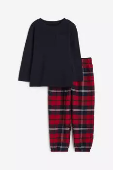 Хлопковая пижама H&M, красный