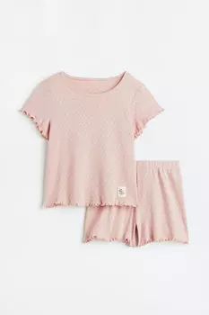 Хлопковая пижама H&M, розовый
