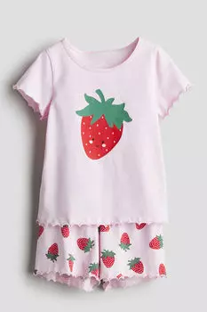 Хлопковая пижама H&M, розовый